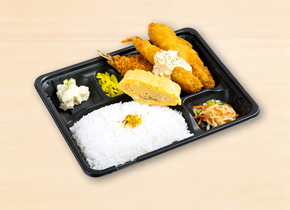 海鮮揚げ3種盛り弁当(アジフライ・エビフライ・白身フライ) 680円(税込)
