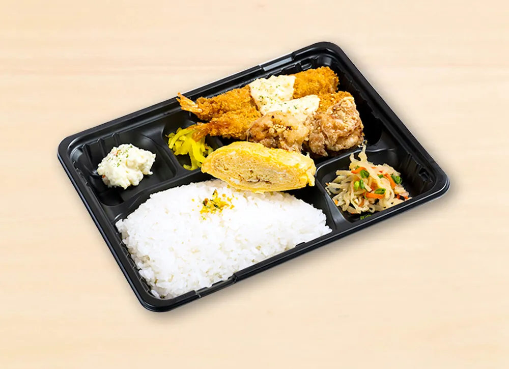 洋食ダブル 甘辛からあげ・エビフライ弁当 730円(税込)