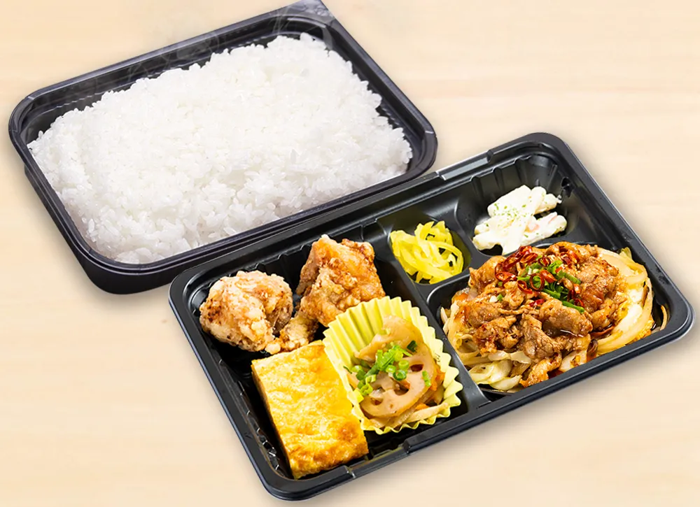 からあげ(塩or醤油)・旨辛牛カルビ炒め弁当 750円(税込)